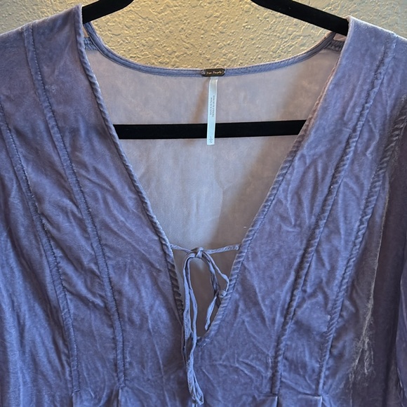 Free People Adelle Velvet Boho Tunic Top Violet / Size Large - Picture 7 of 11